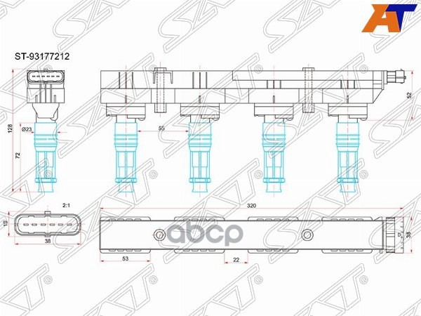 Катушка зажигания Opel Astra 98-13 / Corsa 00-14 Z12XEP;Z14XEP (Модуль) Sat арт. ST-93177212
