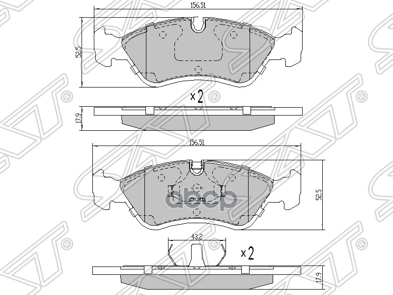 Колодки тормозные (Спереди) Chevrolet Aveo 02-15 / Lacetti 04-13 / Rezzo 04-08 Sat арт. ST-93192637
