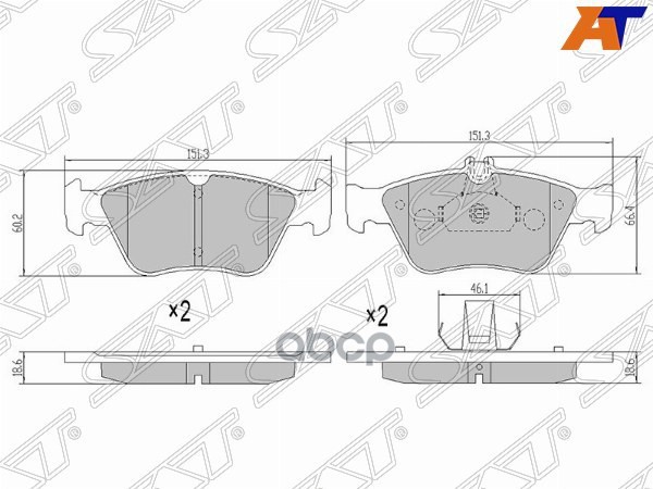 Колодки тормозные (Спереди) Mercedes-Benz C-Class 93-01 / E-Class 95-03 Sat арт. ST-A0024209620