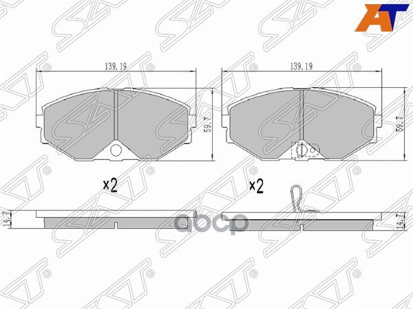Колодки тормозные (Спереди) Nissan Avenir 98-05 / Cedric 91-95 / Cefiro 98-03 / Liberty 98-01 Sat арт. ST-AY040-NS036