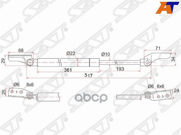 Амортизатор крышки багажника Mazda Premacy 99-05 (Слева) Sat арт. ST-C100-63-620D