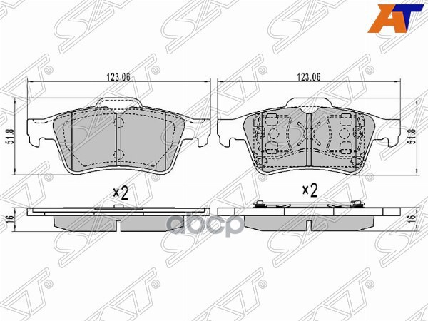 Колодки тормозные (Сзади) Citroen C5 08-17 / Ford Focus 04- Sat арт. ST-C2Y3-26-48ZA