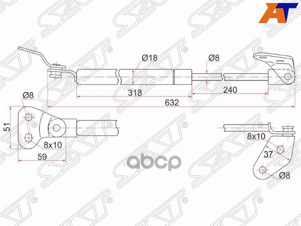 Амортизатор крышки багажника Mazda Demio 96-02 (Справа) Sat арт. ST-D202-62-620A