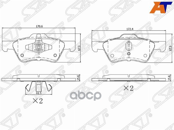 Колодки тормозные (Спереди) Ford Escape 00-12 / Maverick 00-07 Sat арт. ST-EFY6-33-23Z