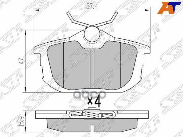 Колодки тормозные (Сзади) Mitsubishi Carisma 95-04 / Colt 02-12 Sat арт. ST-MZ690345