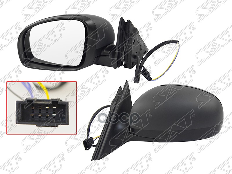Зеркало Skoda Fabia 07-15 (Слева/ Обогрев/ Регулировка/ 5 контактов) Sat арт. ST-SD02-940-2