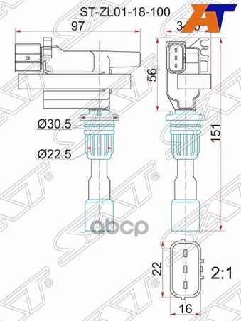 Катушка зажигания MAZDA ZL#/ZM# FAMILIA BJ5# 98- Sat арт. ST-ZL01-18-100