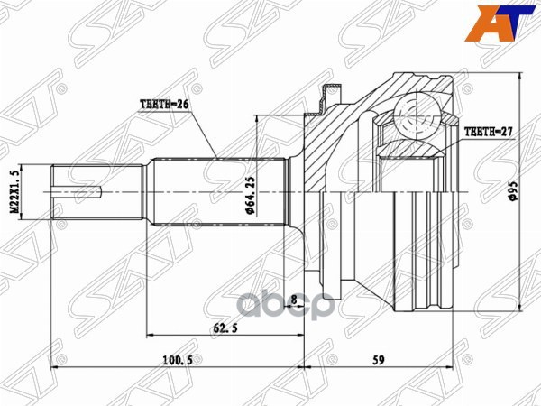 Шрус (Спереди/ Наруж) Toyota Harrier (XU60) 13-20 / RAV4 05- Sat арт. TO-030