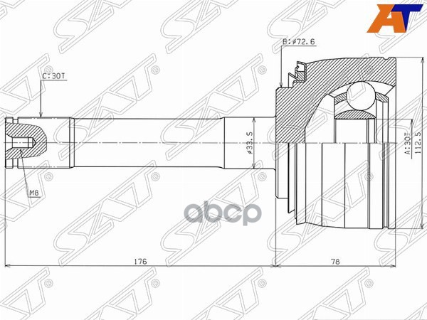 Шрус (Спереди/ Наруж) Toyota Land Cruiser (J100) 98-07 / Lexus LX 98-07 / Toyota Land Cruiser Cygnus Sat арт. TO-74