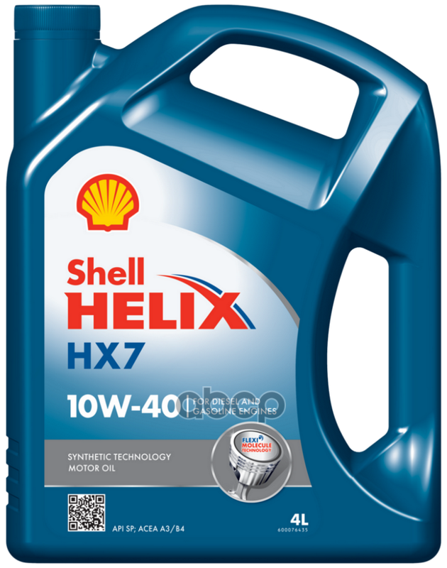 Shell Масло моторное SHELL Helix HX7 10W-40 SP A3/B4 полусинтетическое 4 л EURO 550070333