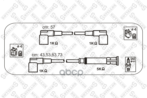 Компл. Высоковольт. Проводов  1038134Sx Stellox арт. 1038134SX
