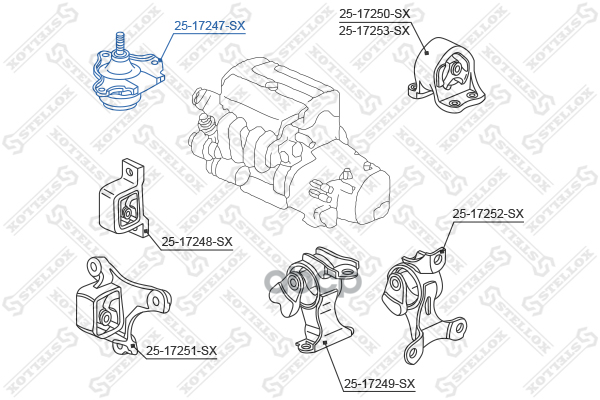 подушка двигателя правая Honda CR-V RD4/RD5/RD6/RD7/RD9 2001-2006 2517247SX Stellox арт. 2517247SX