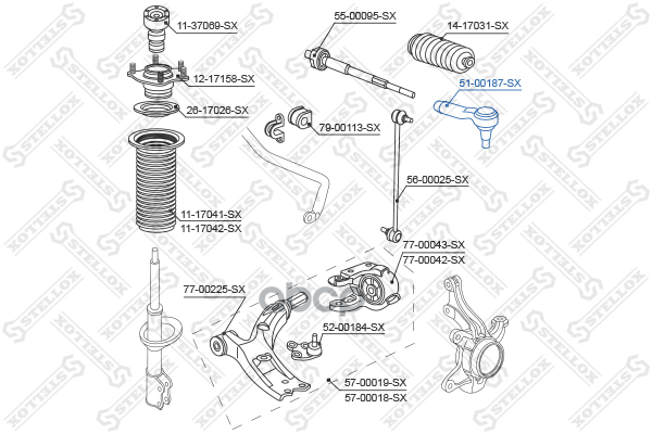 Наконечник рулевой Honda CR-V 2.0/2.4/2.2D 07> Stellox арт. 5100187SX