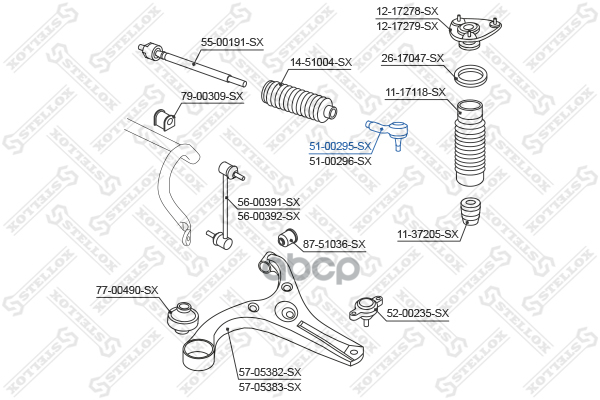 Наконечник рулевой левый Hyundai Verna 05> Stellox арт. 5100295SX