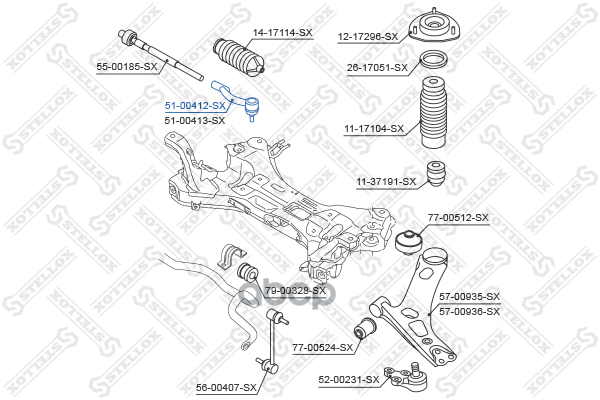 Наконечник рулевой левый Hyundai Tucson IX35 09> Stellox арт. 5100412SX