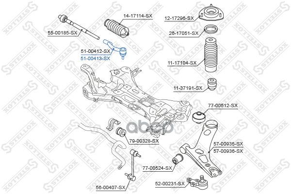 Наконечник рулевой правый Hyundai Tucson IX35 09> Stellox арт. 5100413SX