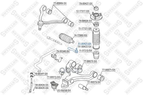 Наконечник рулевой тяги левый SsangYong Actyon 06> Stellox арт. 5100421SX