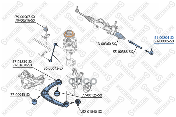 Наконечник рулевой левый Peugeot 308/3008/5008 all 07>/Citroen Ber Stellox арт. 5100804SX