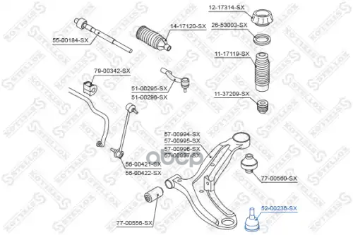 52-00236-Sx_опора Шаровая Нижняя! Kia Soul 08 Stellox арт. 5200236SX