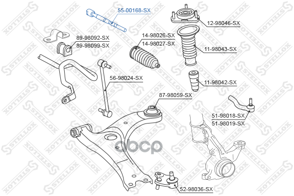Тяга Рулевая Toyota Avensis Azt250 03 5500168Sx Stellox арт. 5500168SX