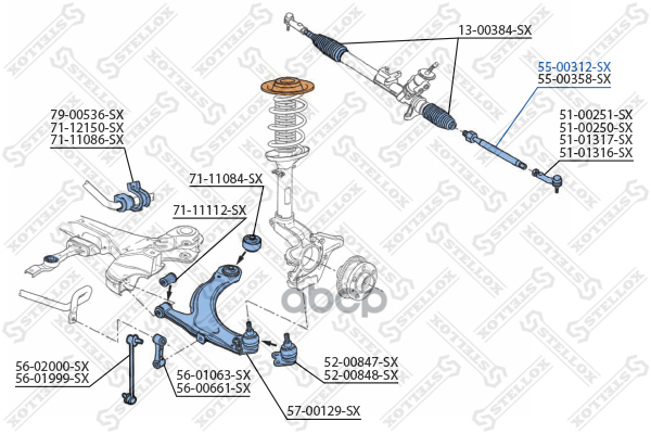Тяга рулевая VW Bora/Golf IV all 97>, Audi A3 96> Stellox арт. 5500312SX