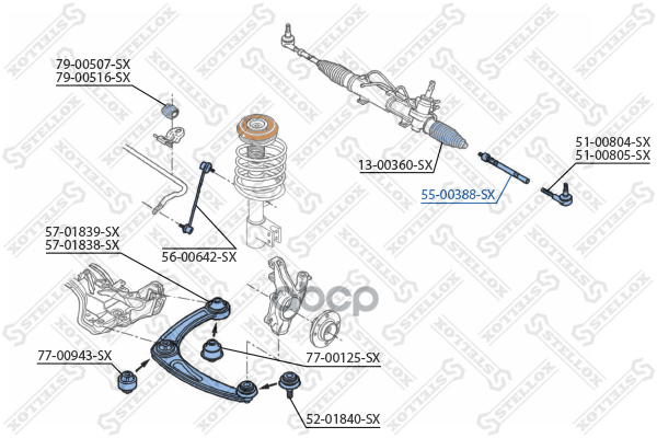 тяга рулевая Citroen Berlingo, Peugeot Partner 1.6/1.6HDi 08 5500388SX Stellox арт. 5500388SX
