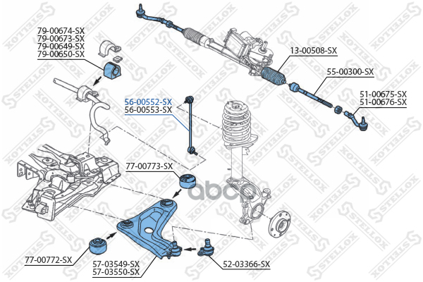 тяга стабилизатора переднего левая  5600552SX Stellox арт. 5600552SX