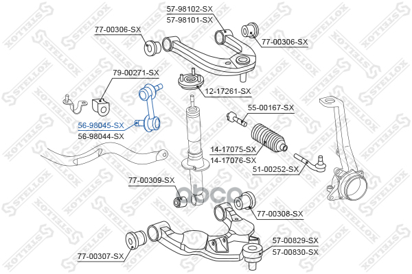 Тяга стабилизатора переднего леваяToyota Land Cruiser GRJ12# 02> Stellox арт. 5698045SX