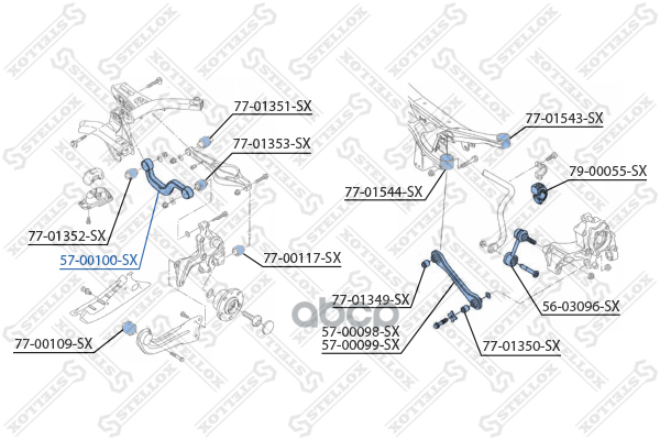 Рычаг задний верхний Audi A3, VW Golf V/Passat B6/Touran 03> Stellox арт. 5700100SX