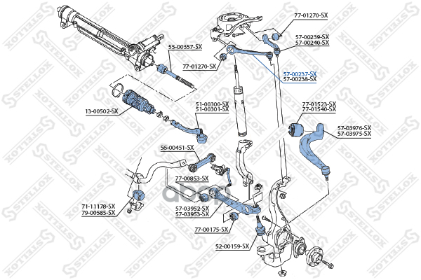 Рычаг передний верхний левый Audi A4 1.8-2.0TFSi/2.0-3.0TDi 07> Stellox арт. 5700237SX