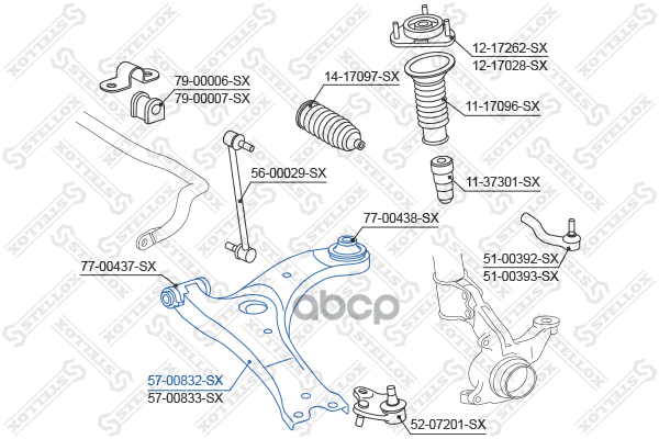 Рычаг левый Toyota Auris/Corolla 06> Stellox арт. 5700832SX