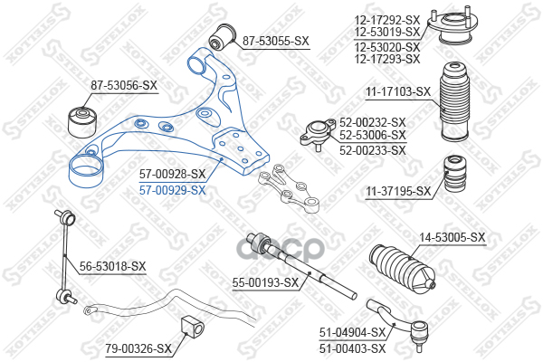 Рычаг Пер. Прав.  Hyundai Tucson All 04> | Перед | Stellox арт. 5700929SX