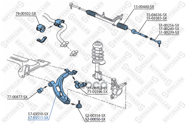 рычаг нижний правый  5703511SX Stellox арт. 5703511SX