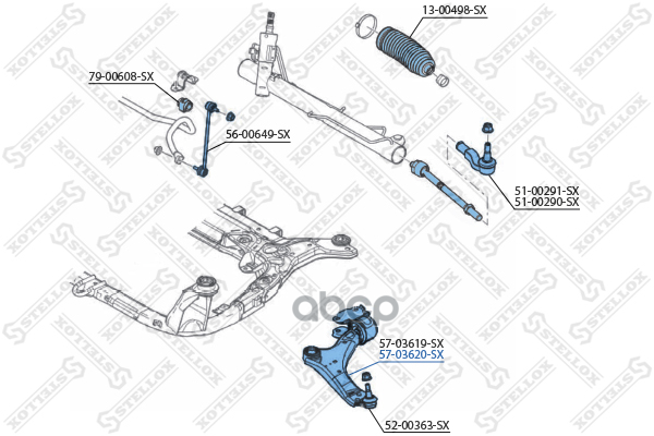 рычаг правый Land er Freelander 3.2 06 5703620SX Stellox арт. 5703620SX