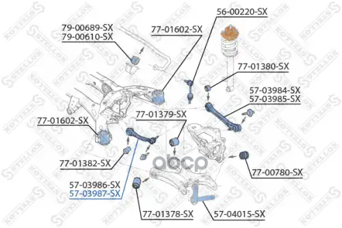 Рычаг зад. подв.верхний прав.со стопор.гайкойBMW E70/E71/E72 3.0SI Stellox арт. 5703987SX