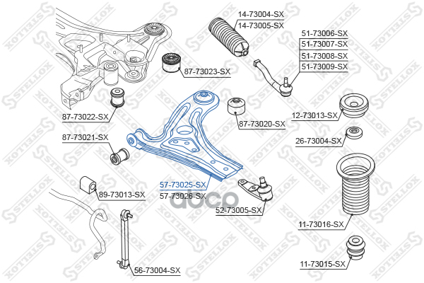 Рычаг левый Daewoo Kalos 02> Stellox арт. 5773025SX