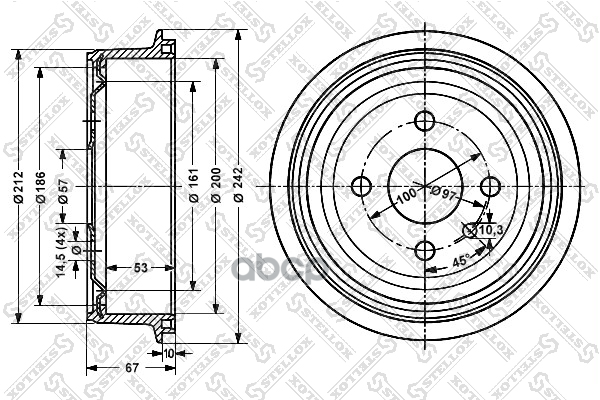 Барабан тормозной Opel Astra 1.2-1.7D 91> STELLOX 6025-9905-SX Stellox арт. 60259905_SX