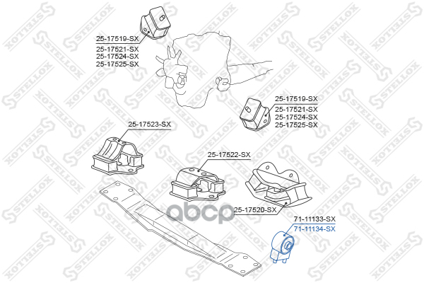 подушка раздаткиMitsubishi Pajero II V14W-V55W 91-04 7111134SX Stellox арт. 7111134SX