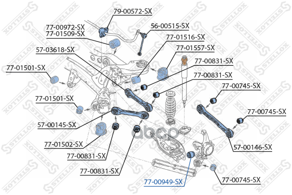 сайлентблок рычага плав BMW E87/E90 04 7700949SX Stellox арт. 7700949SX