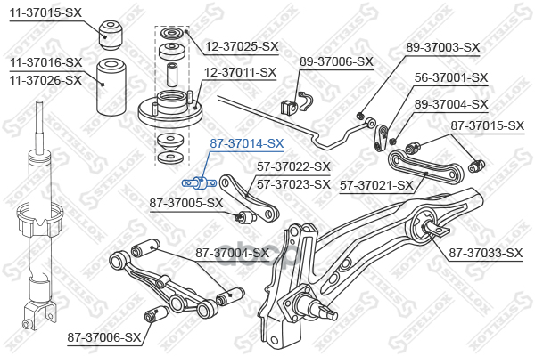 сайлентблок зад. рычага внутр Honda Civic all 91-01/CR-V 2.0 16V  8737014SX Stellox арт. 8737014SX
