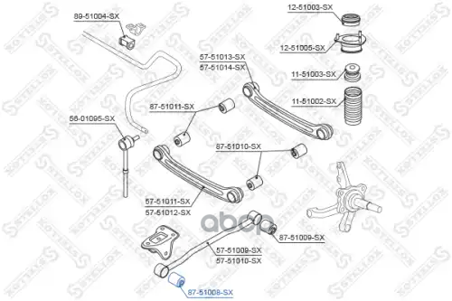 Сайлентблок зад. продол. рычага пер.! Hyundai Accent all 99> Stellox арт. 8751008SX
