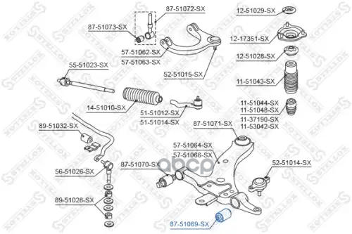 сайлентблок рычага нижнего пер. наружный  8751069SX Stellox арт. 8751069SX