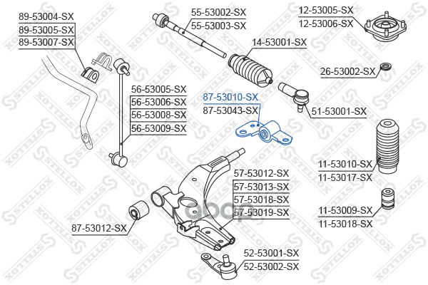 Сайлентблок рычага зад. п. KIA Shuma alI 98-04 Stellox арт. 8753010SX