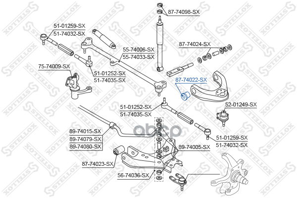 сайлентблок рычага верхн.Nissan Terrano WD21R20 all 87King Cab D21 85-98  8774022SX Stellox арт. 8774022SX