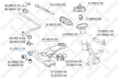 сайлентблок рычага пер Toyota Avensis 97-03 8798017SX Stellox арт. 8798017SX