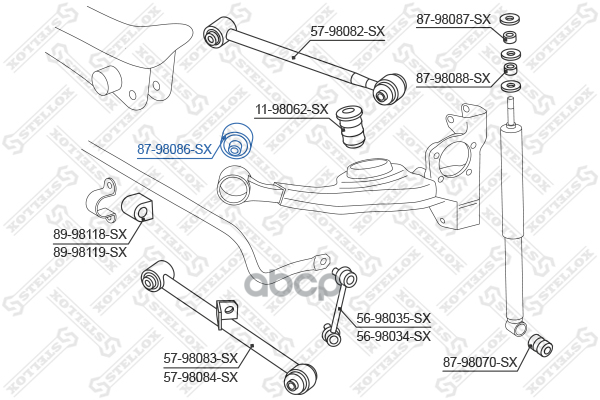 сайлентблок зад. продол. рычага Toyota RAV 4 ACA2#/CLA2#/ZCA2# 00 8798086SX Stellox арт. 8798086SX