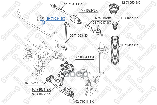 Втулка стабилизатора переднего центральная Mazda 3 BK all 03> Stellox арт. 8971034SX