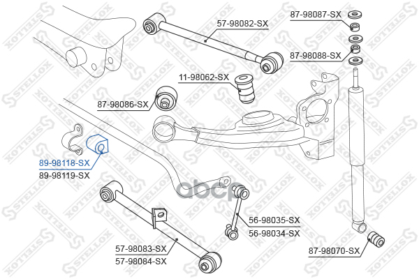 Втулка стабилизатора заднего центральная Toyota RAV 4 ACA20/ACA22 Stellox арт. 8998118SX