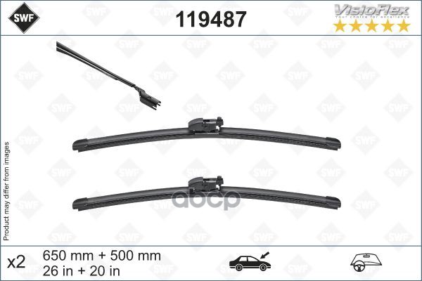 Щетки стеклоочистителя бескаркасные VISIOFLEX (ком-кт) 650+500 мм BMW X3 (G01, F97)07.17 -/BMW X4 (G02, F98) 04.18 - /JAGUAR ...