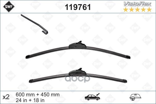 Щетки Стеклоочистителя Бескаркасные Visioflex (Ком-Кт) 600+450 Мм Citroen C2 ,C3 (20022005),C3 (2005) /Peugeot 1007 /Renault ...